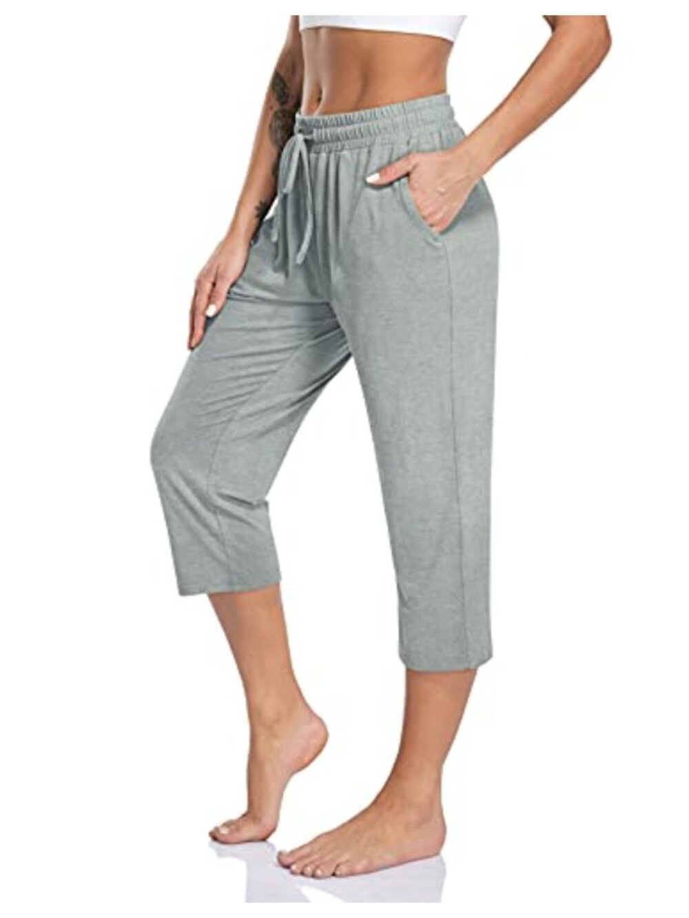Women's Capri Yoga Pants Loose Drawstring Workout Sweatpants Lounge Pants with